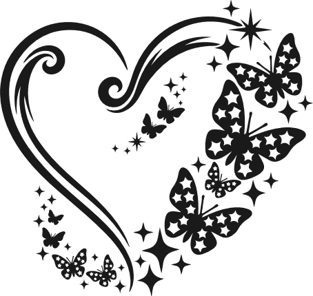 Swirl Heart Made of butterflies and stars Free SVG File for Members – butterfly heart clipart