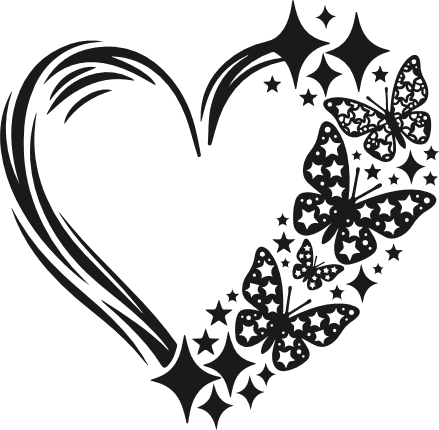 Butterfly Heart with Star Accents Free SVG File for Members – butterfly heart clipart