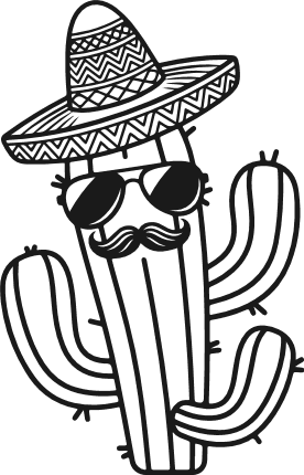 Cactus With Mariachi Hat, Mustache and sunglasses Free SVG File for Members – cinco de mayo clipart