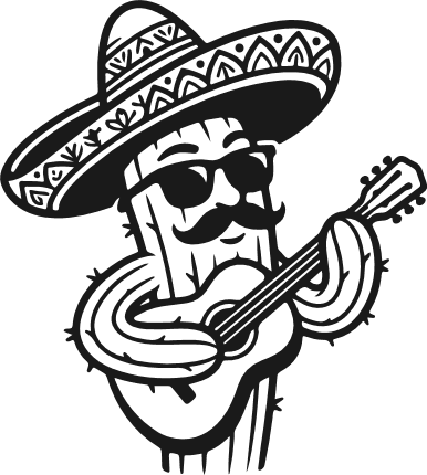 Cactus With Mariachi Hat, guitar Free SVG File for Members – cinco de mayo, clipart