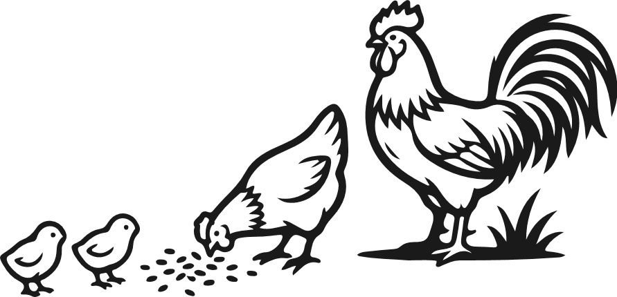 Hen with Chicks Feeding Scene Free SVG File for Members – farm animal clipart