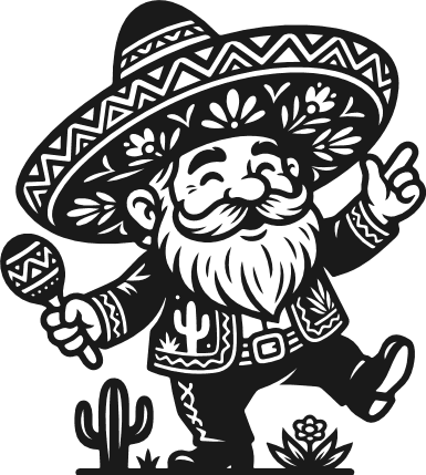 Gnome wearing a sombrero, holding maracas Free SVG File for Members – Cinco de Mayo clipart