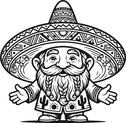 Gnome with sombrero, braided beard Free SVG File for Members – Cinco de Mayo gnome clipart