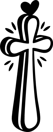 Christian cross and heart outline Free SVG File – Jesus Cross clipart