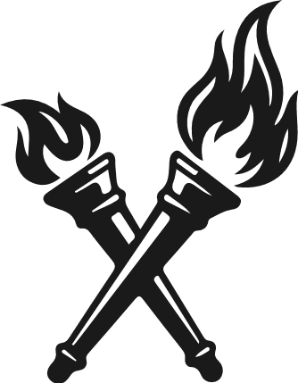 Crossed Flaming Torches silhouette Free SVG File for Members – Burning Torch clipart