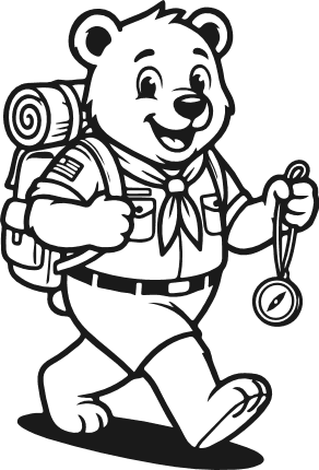 Cartoon Bear with Backpack and Compass Free SVG File for Members – camping bear clipart