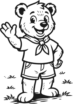 Cute Cartoon Bear Waving Free SVG File for Members – bear clipart image
