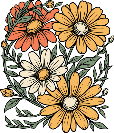 Vintage Daisy Flowers cluster Free SVG File for Members – floral clipart