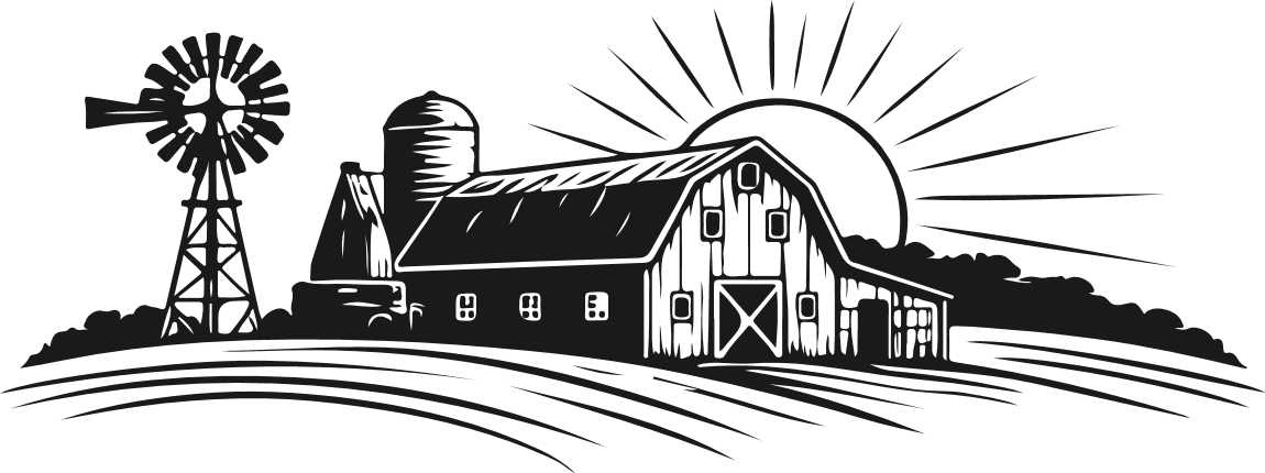 Farm Barn with Windmill Free SVG File for Members – Country Farmhouse Landscape clipart
