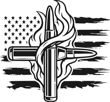 American Flag With Flaming Bullets Free SVG File for Members – 4th of July, clipart
