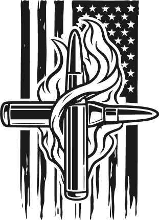 American Flag With Flaming Crossed Bullets Free SVG File for Members – 4th of July, clipart