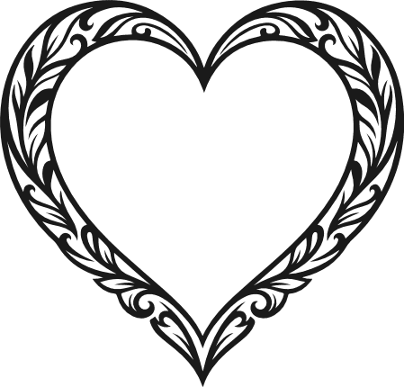 Decorative Swirl Heart frame Free SVG File – floral heart clipart image
