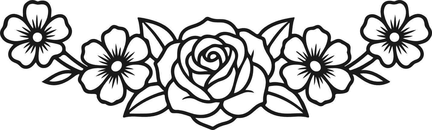 Rose Flower Border Free SVG File for Members – Floral Divider clipart