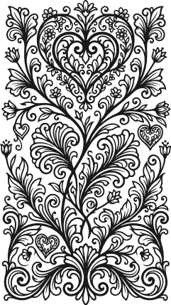 Ornate Floral Heart Free SVG File – Decorative Floral Filigree clipart