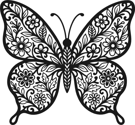 Intricate Floral Butterfly Free SVG File for Members – butterfly clipart image