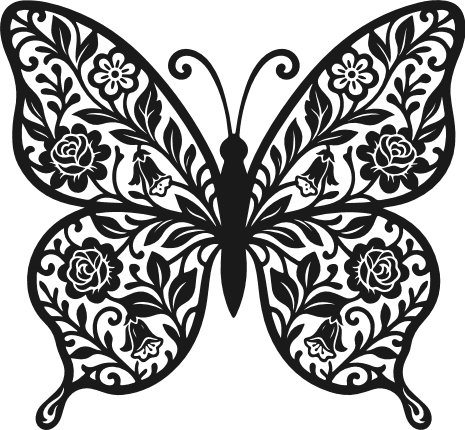Flower Pattern Butterfly Free SVG File for Members – floral butterfly clipart