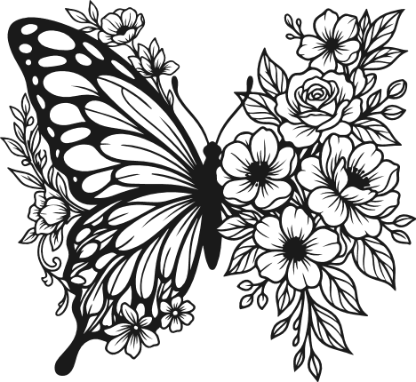 Decorative Butterfly with Flowers Free SVG File for Members – floral butterfly clipart