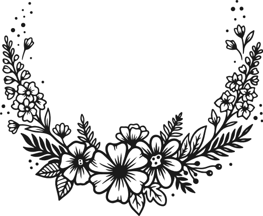Flower Border Line Art Free SVG File – floral cluster frame clipart image