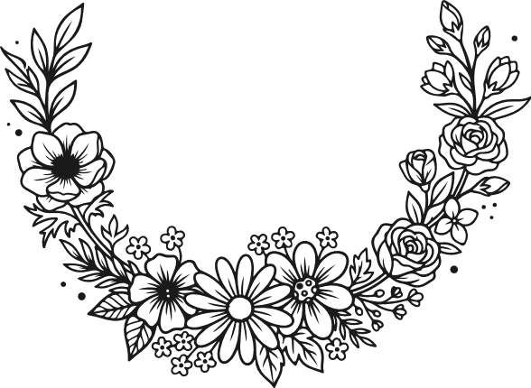 Flower Border Arch Frame Free SVG File for Members – Floral Half Wreath clipart