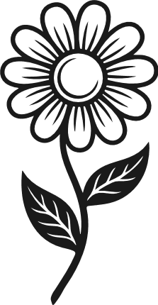 Simple Daisy Flower stem Free SVG File – floral clipart image