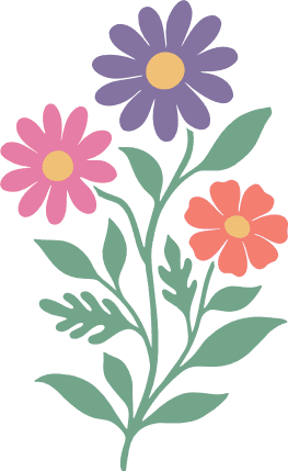 Colorful Daisy flowers stem Free SVG File for Members – floral clipart image