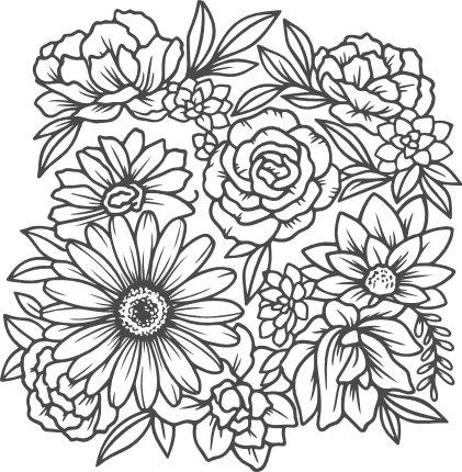 Decorative Flowers Cluster Free SVG File for Members – floral clipart image