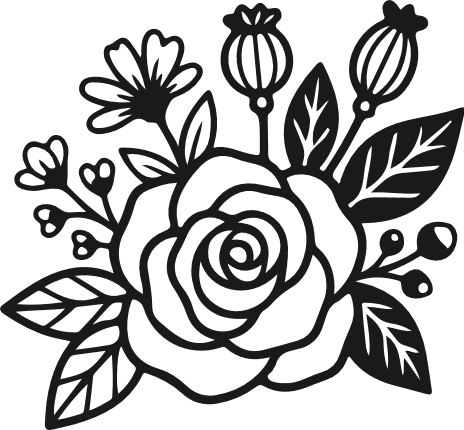 Rose Flower cluster Free SVG File for Members – floral clipart image