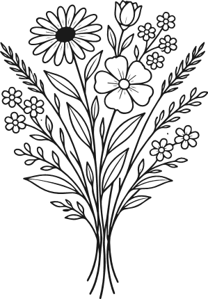 Wildflower, Daisy and Tulip Bouquet Free SVG File for Members – floral clipart