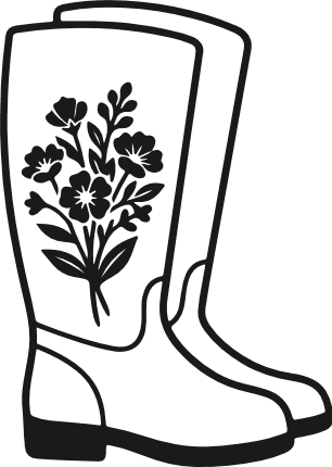 Floral Gardening Boots outline Free SVG File for Members – Rain Boot clipart