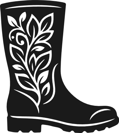 Gardening Boot with Leaf Pattern silhouette Free SVG File for Members – Floral Boot clipart