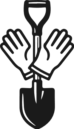 Shovel and Gloves silhouette Free SVG File – gardening tools clipart