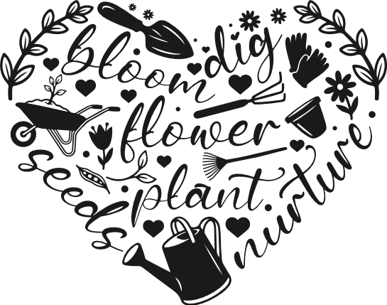 Bloom, Dig, Plant, Nurture, Flower, seeds Free SVG File for Members – Gardening heart svg