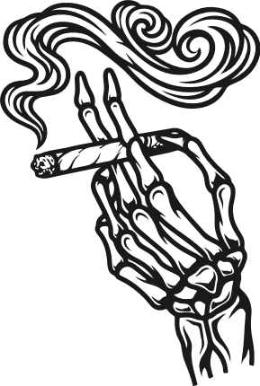 Skeleton hand holding a cigar with smoke swirls Free SVG File for Members – smoking clipart