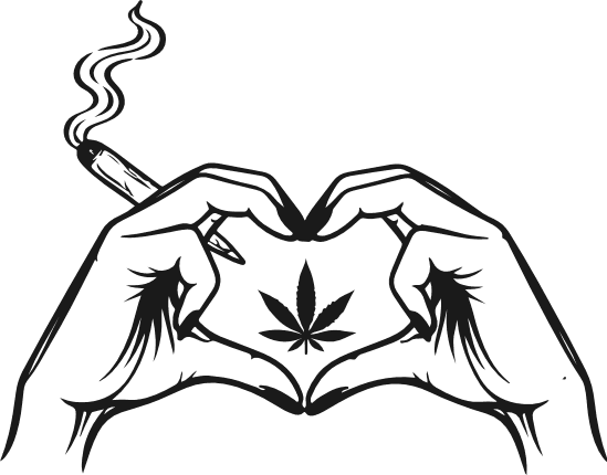Hands Heart with Cannabis Leaf and cigar Free SVG File for Members – smoking clipart