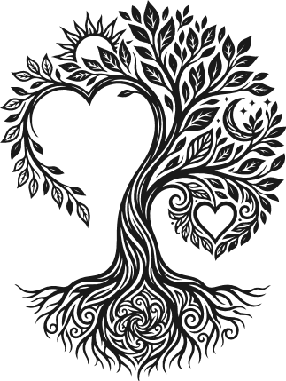 Heart canopy tree with swirled roots Free SVG File for Members – Decorative tree clipart