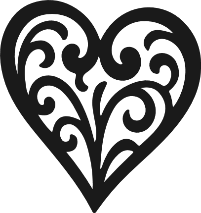 Ornate Swirl Heart silhouette Free SVG File – heart clipart image