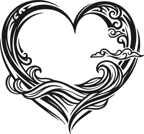 Ocean Waves Heart Free SVG File for Members – Nautical Swirl heart clipart
