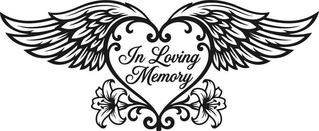 In Loving Memory heart with angel wings Free SVG File for Members – Memorial design