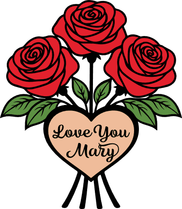 Love You, Rose Flowers bouquet Free SVG File for Members – customized name romantic gift