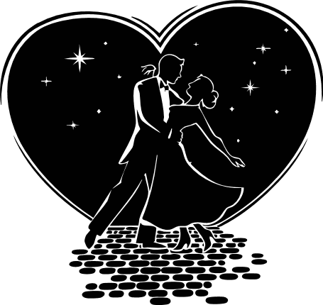 Romantic Couple Dancing Heart silhouette Free SVG File – wedding couple clipart