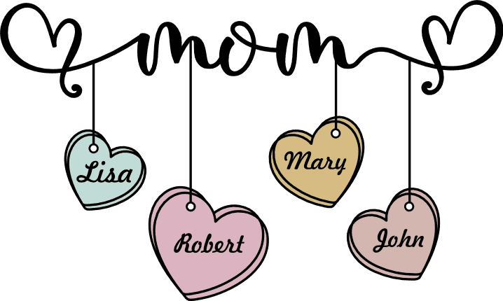Mom, and kids names Free SVG File for Members – personalized mother's day design