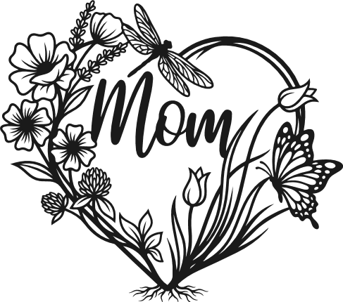 Mom, floral heart Free SVG File for Members – mother’s day gift