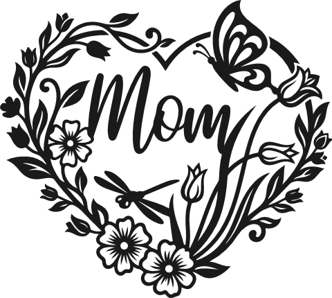 Mom sign, floral heart Free SVG File for Members – mother’s day gift