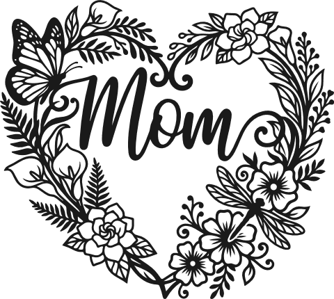 Mom, floral heart, mother’s day gift - Free SVG File for Members