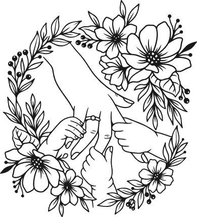 Kids Holding mom hand in a floral circle frame Free SVG File for Members – mother's day clipart