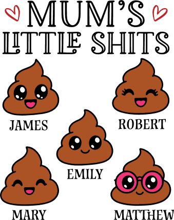 Mum's Little Shits Free SVG File for Members – funny personalized kids name design