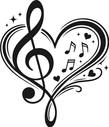 Heart with Treble Clef and music notes Free SVG File for Members – Music love clipart