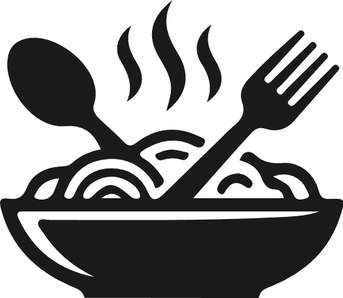 Hot Noodle Bowl with Spoon and Fork silhouette Free SVG File for Members – noodles clipart