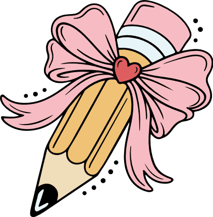 Cute Pencil With Pink Heart Bow Free SVG File for Members – teacher gift, pencil clipart