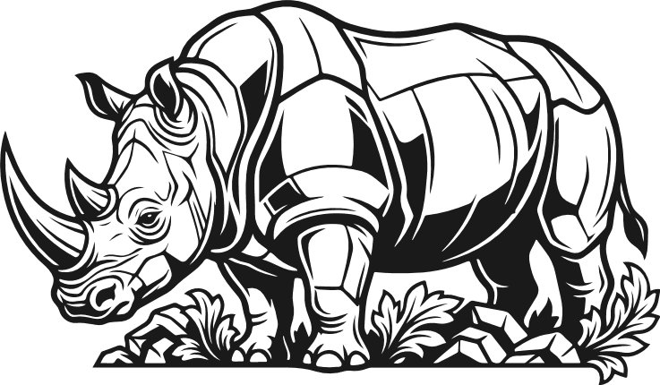 Geometric Rhinoceros Line Art Free SVG File for Members – safari animal clipart